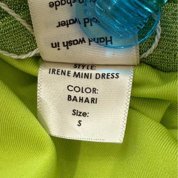 Baobab Irene Mini Dress Strapless Draped Green Shimmer Small Bodycon Chic Party - Picture 9 of 13